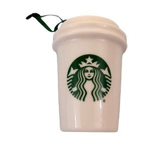 New 2015 Ceramic 2.5" Starbucks White Coffee Cup Christmas Holiday Ornament